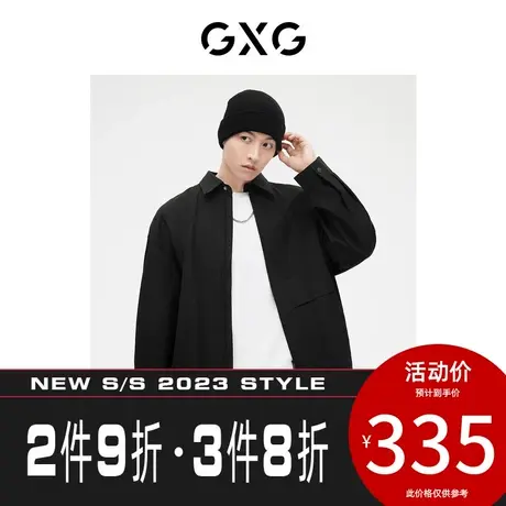 GXG男装[新尚]黑色大阔口袋设计时尚长袖衬衫外套 2023年秋季新品图片
