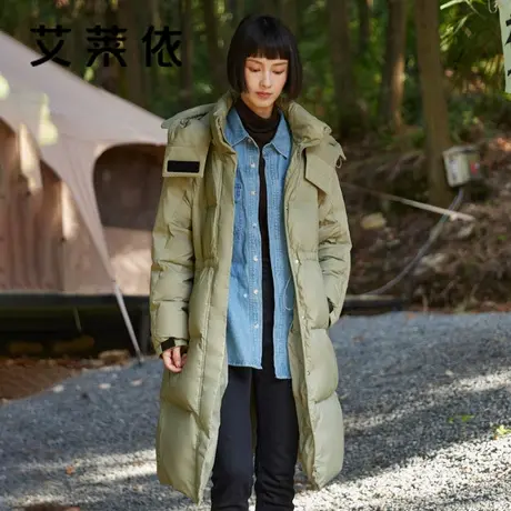 艾莱依长款羽绒服女冬季2022年新款户外极寒加厚鹅绒工装派克外套商品大图
