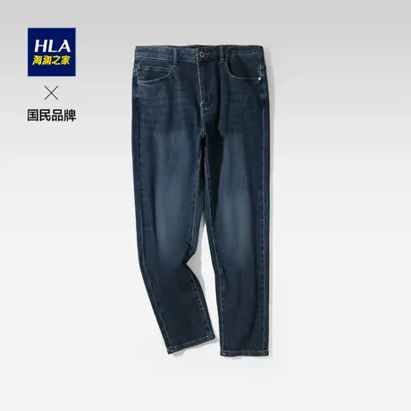 HLA/海澜之家舒适弹力牛仔裤男2023秋冬新款水洗工艺纯色耐磨裤子图片
