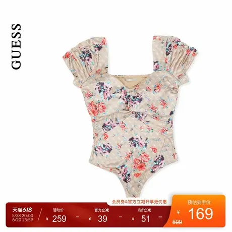 GUESS女士辣妹风修身复古印花连体衣-W4RP37KBEM0商品大图