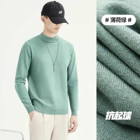 男士半高领毛衣休闲潮流保暖秋冬款内搭毛衣男针织打底衫套头上衣商品大图