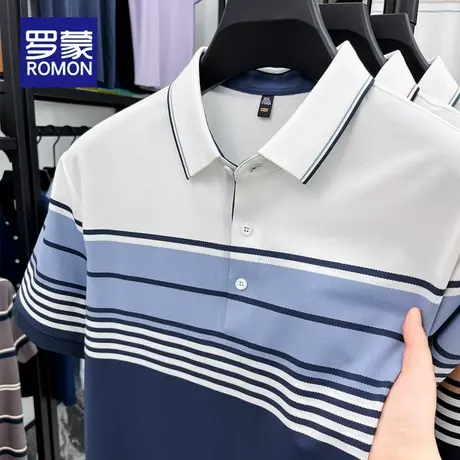 罗蒙男士POLO衫男款2024新款翻领上衣男装夏季薄款冰丝短袖t恤男图片