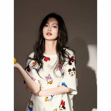 迪士尼睡衣女款夏季凉感莫代尔棉短袖睡裙可爱卡通少女大码连衣裙商品大图