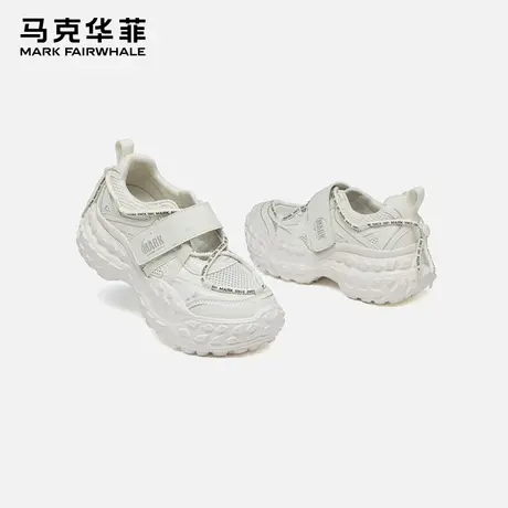 马克华菲厚底老爹鞋女2025夏季新款时尚透气增高白色运动休闲鞋女商品大图