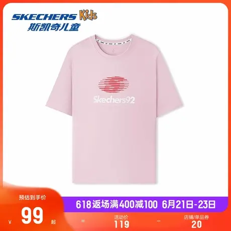 Skechers斯凯奇夏季宽松圆领针织短袖T恤衫男女同款运动休闲上衣商品大图