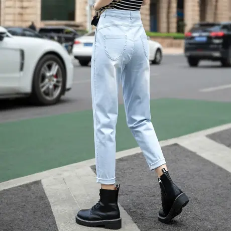 女士牛仔裤女2023年新款裤子爆款萝卜直筒高腰宽松哈伦裤子老爹裤图片