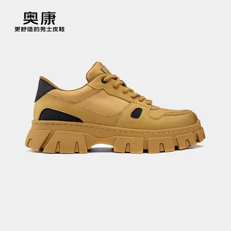 Aokang奥康 春秋季新款潮流户外工装鞋厚底增高系带有型休闲鞋商品大图