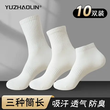 黑白色袜子男士新疆棉运动中筒袜夏季纯色中短筒袜防臭吸汗长筒袜商品大图
