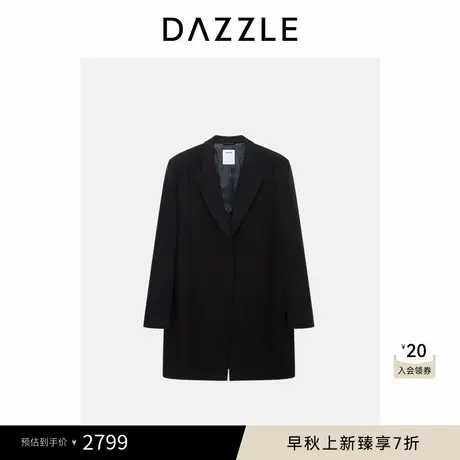 DAZZLE 地素外套冬季黑色绵羊毛混纺西装外套商品大图