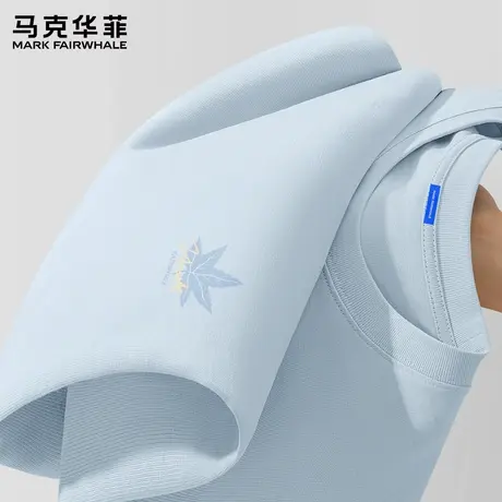 马克华菲蓝色纯棉打底衫男款春秋季长袖t恤男2025新款男士上衣服X商品大图