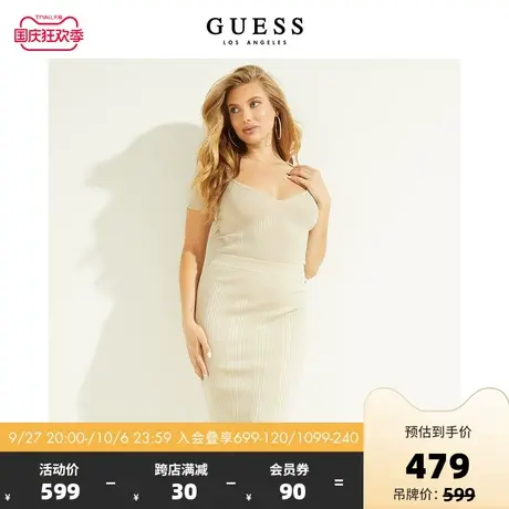 GUESS23年新款秋女士纯色性感深V短袖针织衫-W2BR65Z2XY0图片