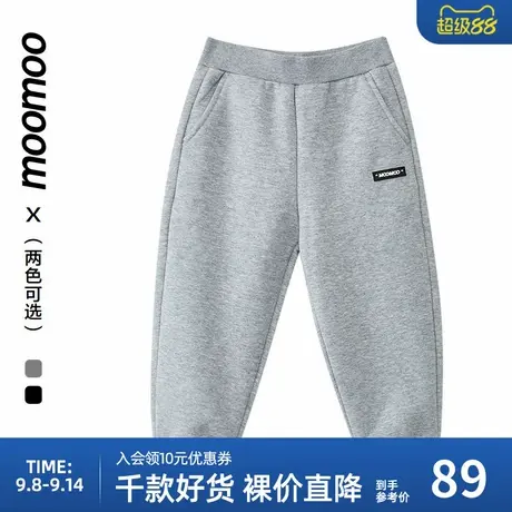 moomoo童装男童基础加绒针织长裤摇粒绒保暖休闲百搭学院下装秋冬商品大图