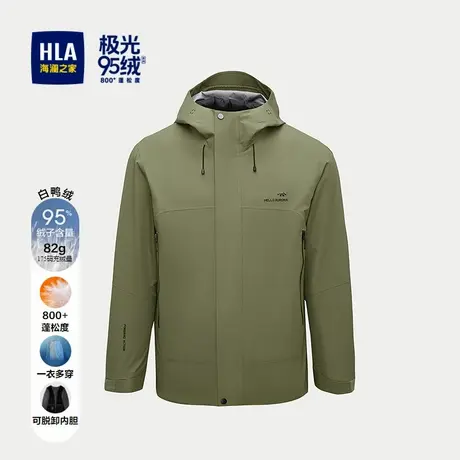 HLA/海澜之家短款羽绒服25秋冬新白鸭绒连帽可脱卸内胆保暖外套男商品大图
