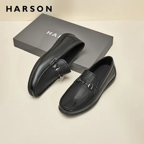哈森秋冬男鞋一脚蹬乐福鞋真皮软底爸爸鞋商务休闲鞋通勤男士皮鞋商品大图