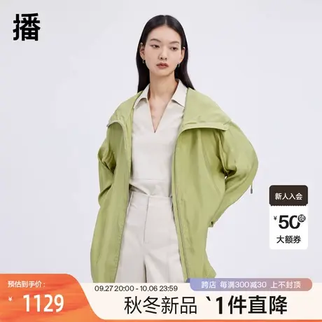 播2023春季商场同款撞色明线的设计袖口连帽抽绳外套女BDQ1WD0636商品大图