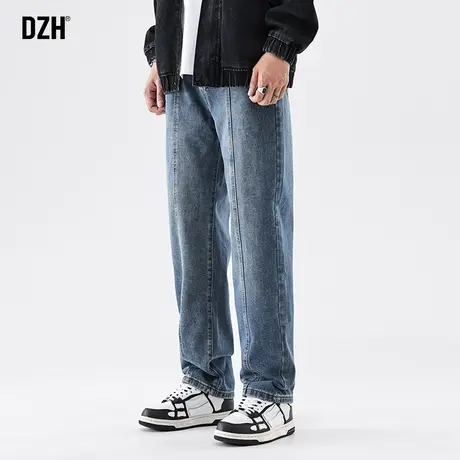 男士直筒蓝色牛仔裤男春秋季2023年新款美式休闲长裤男生潮牌裤子商品大图