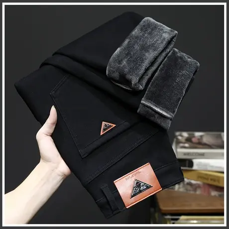 秋冬款男生防风加厚保暖高端休闲牛仔裤子冬季2023年新款加绒西裤商品大图