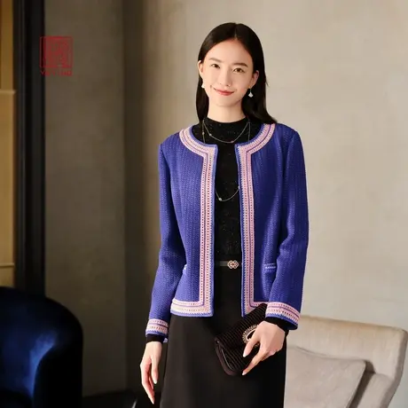 EP雅莹高端系列 优雅花呢小香风针织开衫礼服外套 2023新款9110A图片