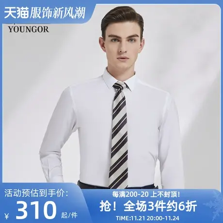 雅戈尔奥莱 男装商务休闲衬衣DP免烫中青年上班长袖衬衫商品大图