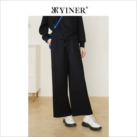 YINER音儿奥莱女装春季简约垂感阔腿休闲裤商品大图