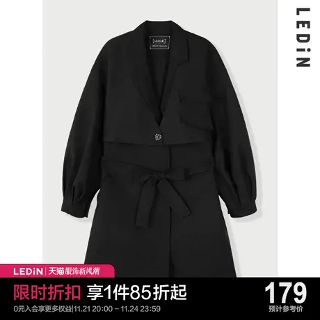 乐町女神款蝴蝶结流苏风衣2023秋季新款女C1BEC1101图片