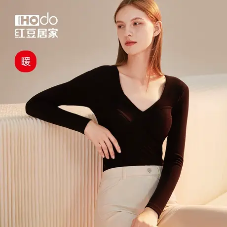 【暖感】红豆德绒发热保暖内衣上衣无钢圈文胸带胸垫秋衣打底衫冬商品大图