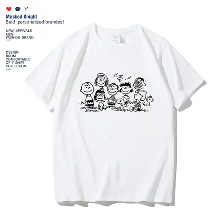 日系简约卡通潮牌印花短袖T恤男夏季学生宽松纯棉情侣装新款半袖商品大图