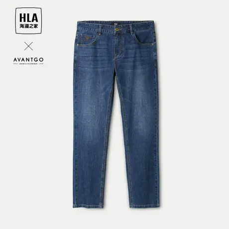 HLA/海澜之家轻商务直筒牛仔裤24春夏季新款凉感休闲水洗裤子男士商品大图