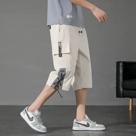 工装短裤男ins潮牌爆款宽松七分裤日系大口袋薄款直筒沙滩大裤衩商品大图