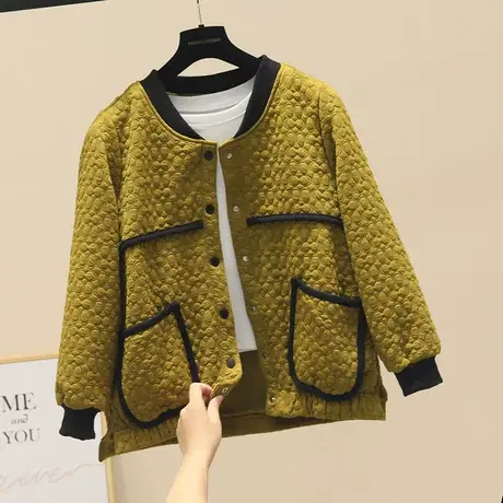 设计感撞色圆领棒球服外套秋季新品压花立领休闲夹克短外套上衣潮商品大图