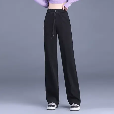 阔腿裤女秋季2023新款松紧腰垂感显瘦直筒长裤子时尚百搭休闲裤潮图片