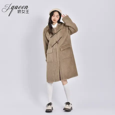 连帽毛绒大衣女秋冬季新款气质高级感中长款加厚宽松休闲呢子外套商品大图