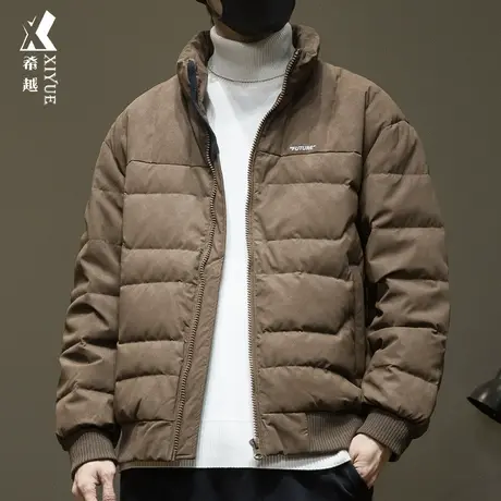 希越新国标羽绒服男士保暖加厚白鸭绒外套宽松大码面包棉服秋冬季商品大图