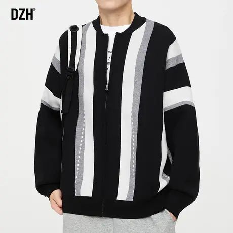 男士条纹针织衫男开衫外套秋季潮高级感休闲上衣男款2024新款衣服商品大图