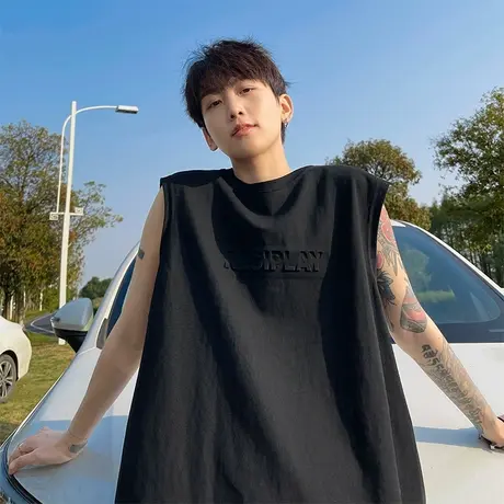 美式篮球背心男款夏季无袖t恤潮牌跑步运动训练坎肩大码痞帅汗衫商品大图