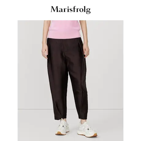 【提花工艺】玛丝菲尔休闲裤2023春季新款茧型九分哈伦休闲裤商品大图