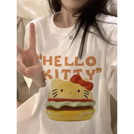 纯棉设计感印花短袖t恤女夏季新款小众潮牌宽松学生洋气减龄上衣商品大图