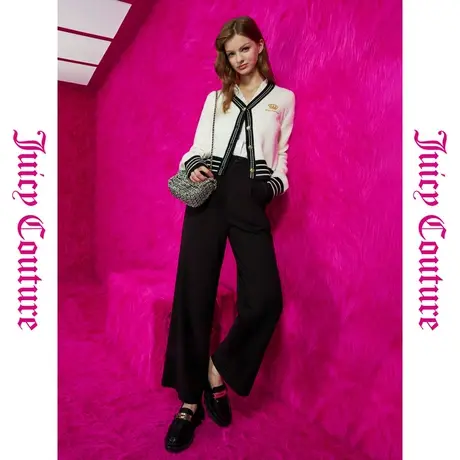 Juicy Couture橘滋秋女女装年新款极简刺绣折裥直筒女休闲裤商品大图