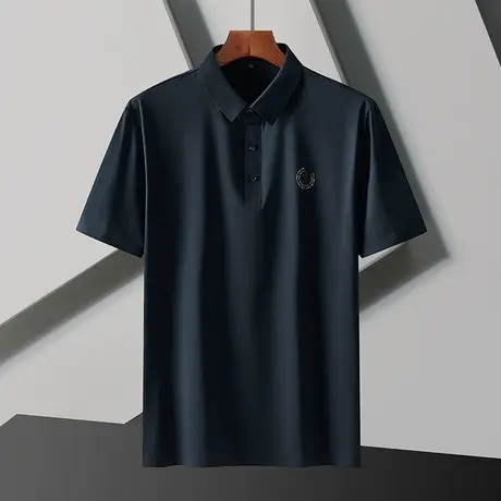 冰丝短袖t恤男夏季中年男士Polo衫爸爸夏装薄款宽松透气翻领上衣图片