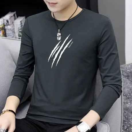 莫代尔长袖t恤男士秋冬季内搭打底衫上衣服潮牌潮流圆领秋衣男生商品大图