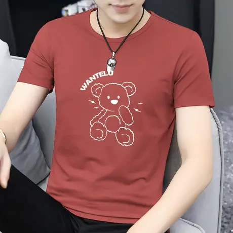 莫代尔小熊t恤男士短袖圆领上衣服体恤夏季潮流冰丝速干凉感半袖商品大图