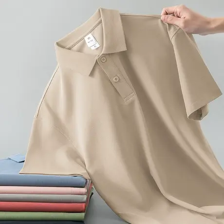 夏季短袖t恤男冰丝凉感带领翻领polo衫商务休闲保罗有领半袖纯色商品大图