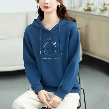 高品质连帽卫衣女2023年春秋新款时尚洋气小个子宽松上衣薄款外套图片