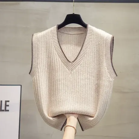 v领针织马甲背心女2023秋装新款外搭上衣宽松马夹外穿毛衣坎肩潮商品大图