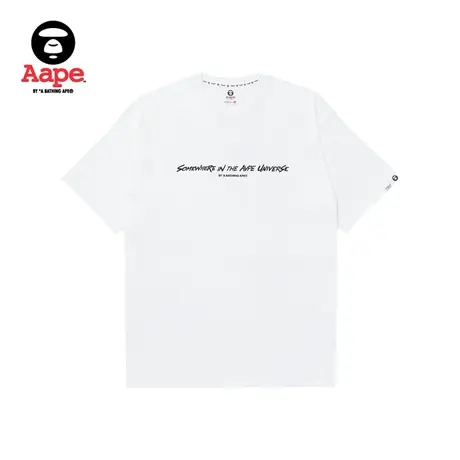 Aape旗舰店男装秋冬猿颜涂鸦喷墨效果图案字母印花短袖T恤1374XXL商品大图