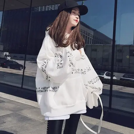 oversize卫衣女2020秋冬韩版宽松原宿bf慵懒风加绒加厚外套潮ins商品大图