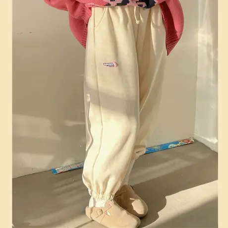 红续新款韩版秋冬加厚保暖宝宝绒宽松束脚运动休闲裤女百搭松紧腰图片