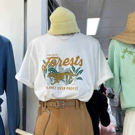 短袖t恤女夏季2021新款韩版ins潮设计感小众宽松印花洋气百搭上衣图片