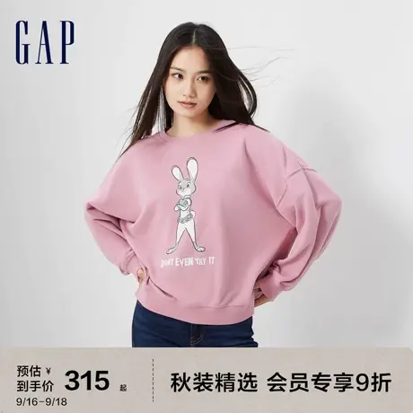 【疯狂动物城联名】Gap女装秋季2023新款宽松卫衣765790运动上衣图片