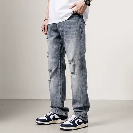 Modi Nick/摩帝尼克休闲牛仔裤直筒裤男士韩版哈伦裤直脚时尚水洗商品大图